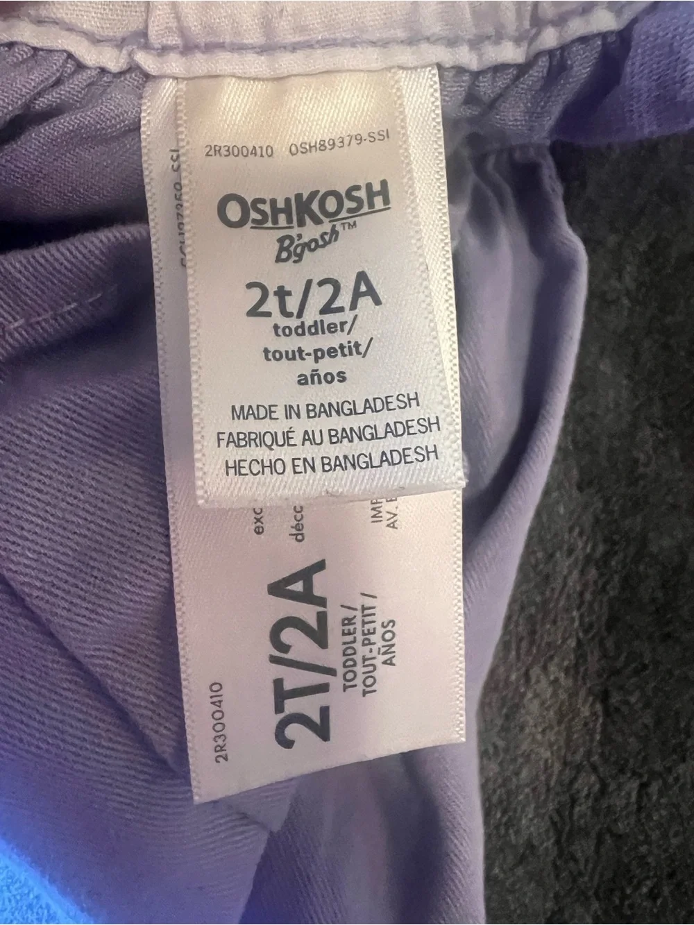 OshKosh B’gosh Lavender Jumper Dress 2T Pinafore Overall Bib Twill Toddler